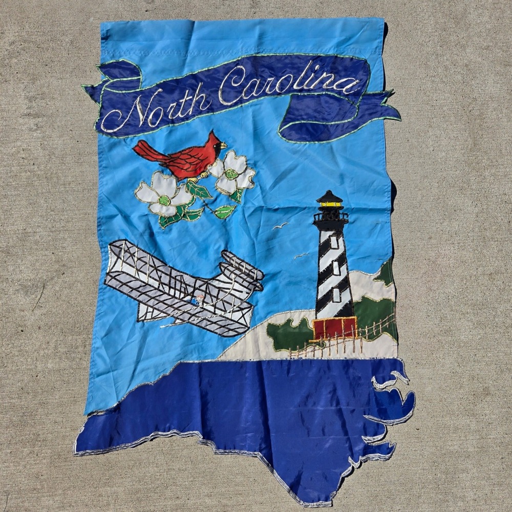 North Carolina State Embroidered Applique Garden Flag 45x27 Large